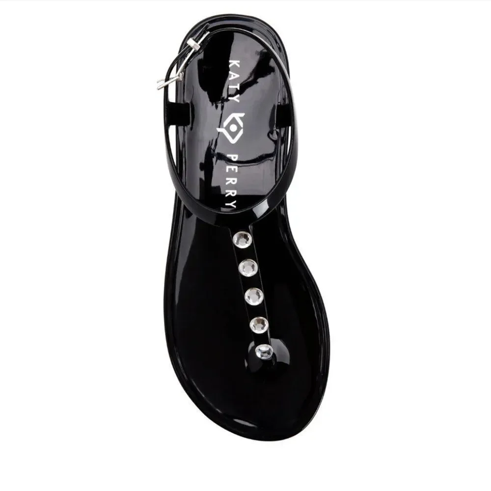Katy Perry The Geli Diamond Black Thong Jelly Sandals